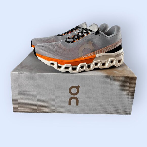 On Men's Cloudmonster 2 Running Shoes Size 8.5 Glacier Tangerine Max Cushion NIB